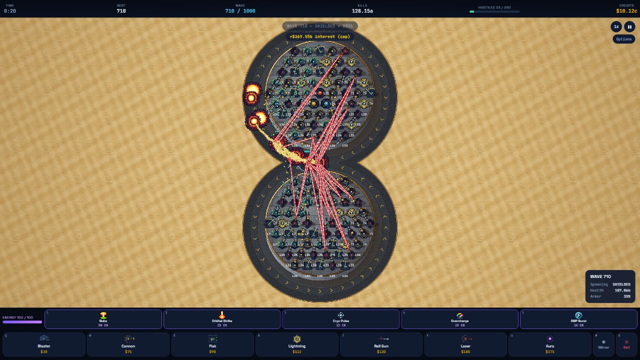 Two plateaus stacked in a figure-8 during a Boss wave